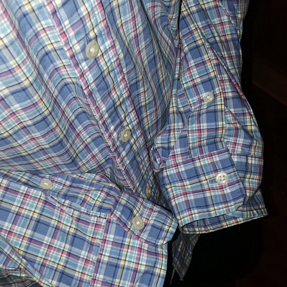Blue/purple plaid Ralph Lauren button up shirts - Picture 3 of 5